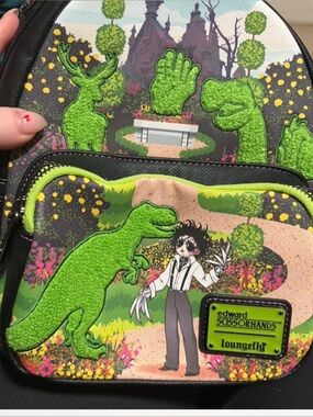Loungefly x Edward Scissorhands Green Dino Patch Mini Backpack